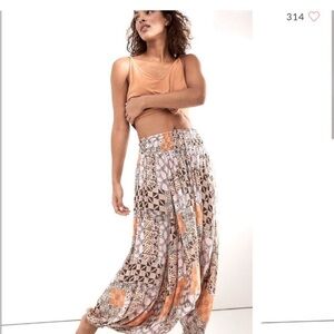 Free People Bohemian Patchwork Skirt in Orange/pink and Cream